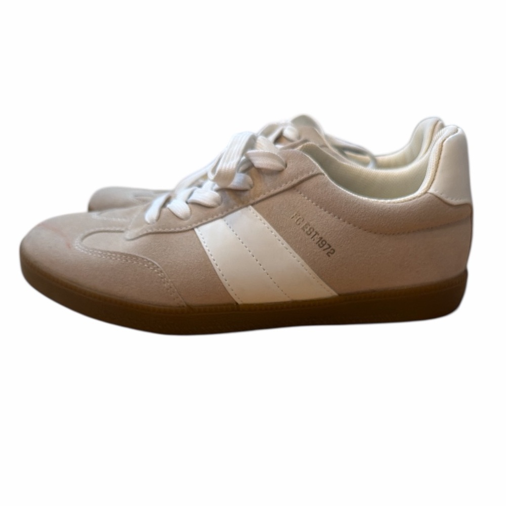 French Connection Austra Beige and White Sneakers - Picture 3 of 10
